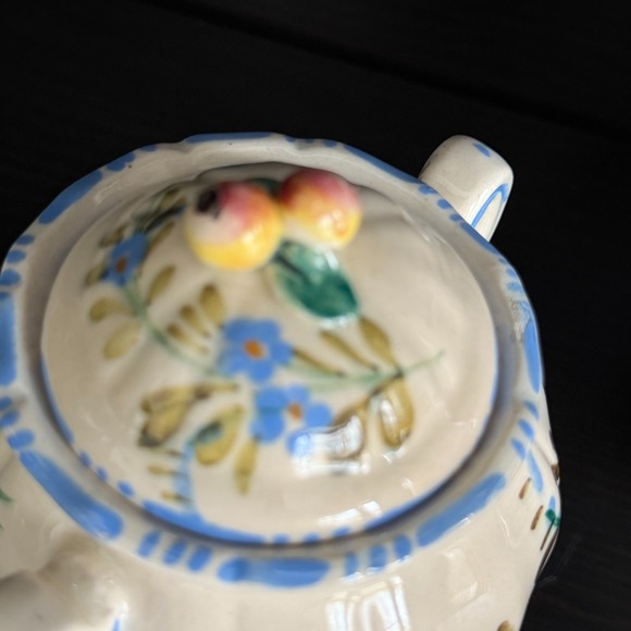 Floral Cream and Sugar Set Painted Made in Italy Cream Blue Pink Collectible - Picture 6 of 9